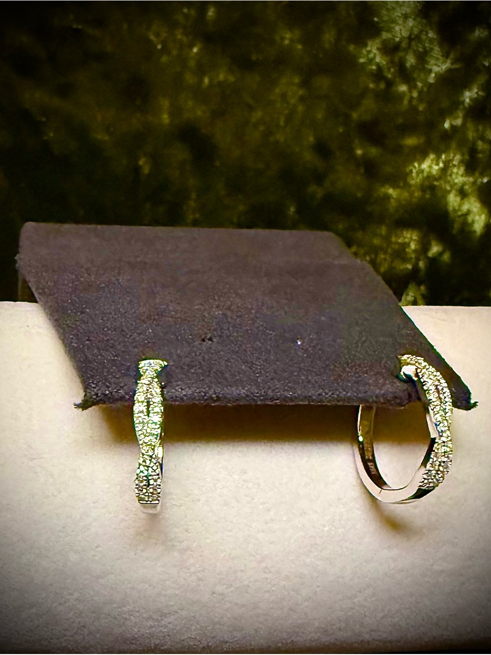 925 Sterling Silver Hoop Earrings with Moissanite Pavé Accents - Picture 2 of 8